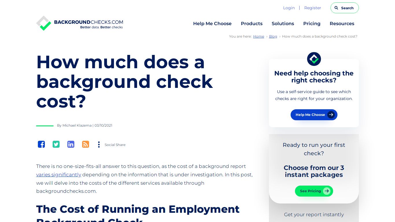 How much does a background check cost?